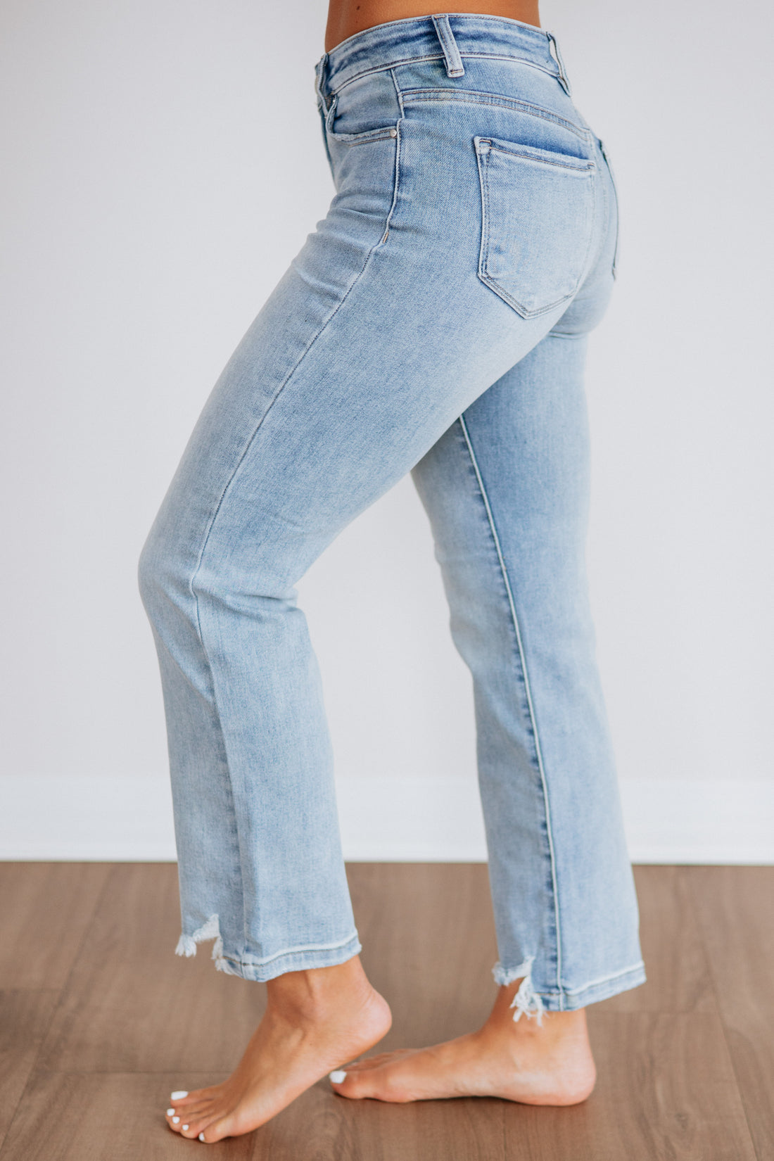 Light Wash Avery Risen High Rise Denim Pants