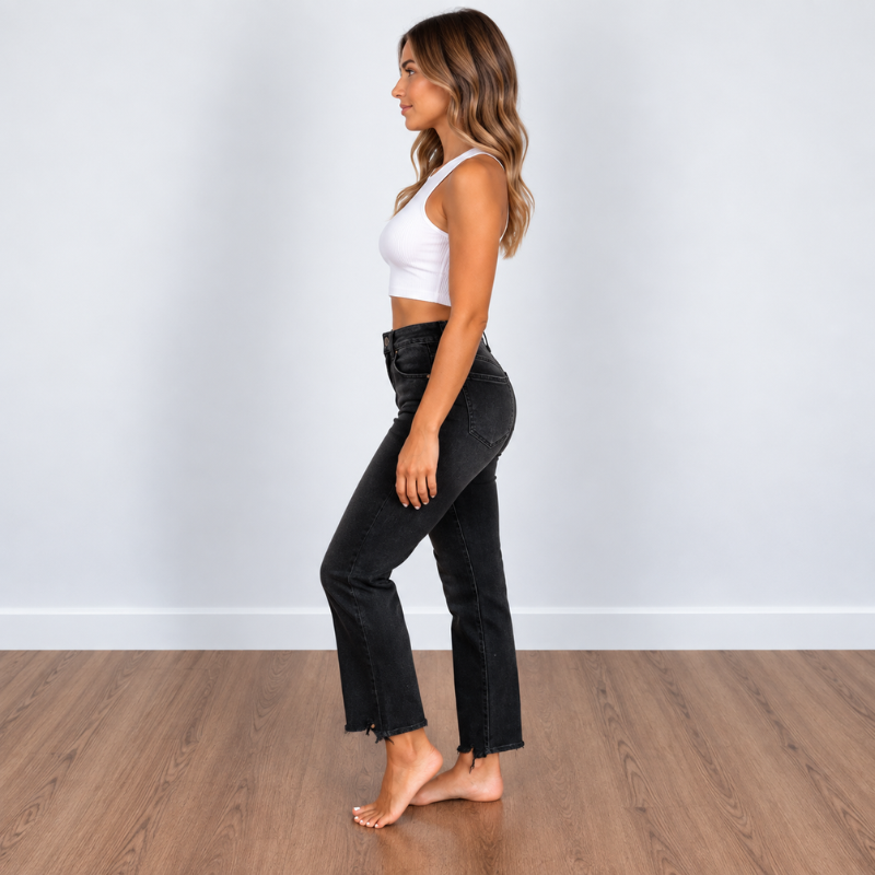 Avery Risen Vintage Black High Rise Denim Jeans