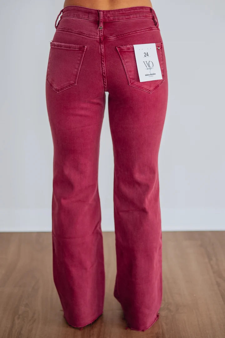 Sophie Mica High Rise Jeans - Burgundy