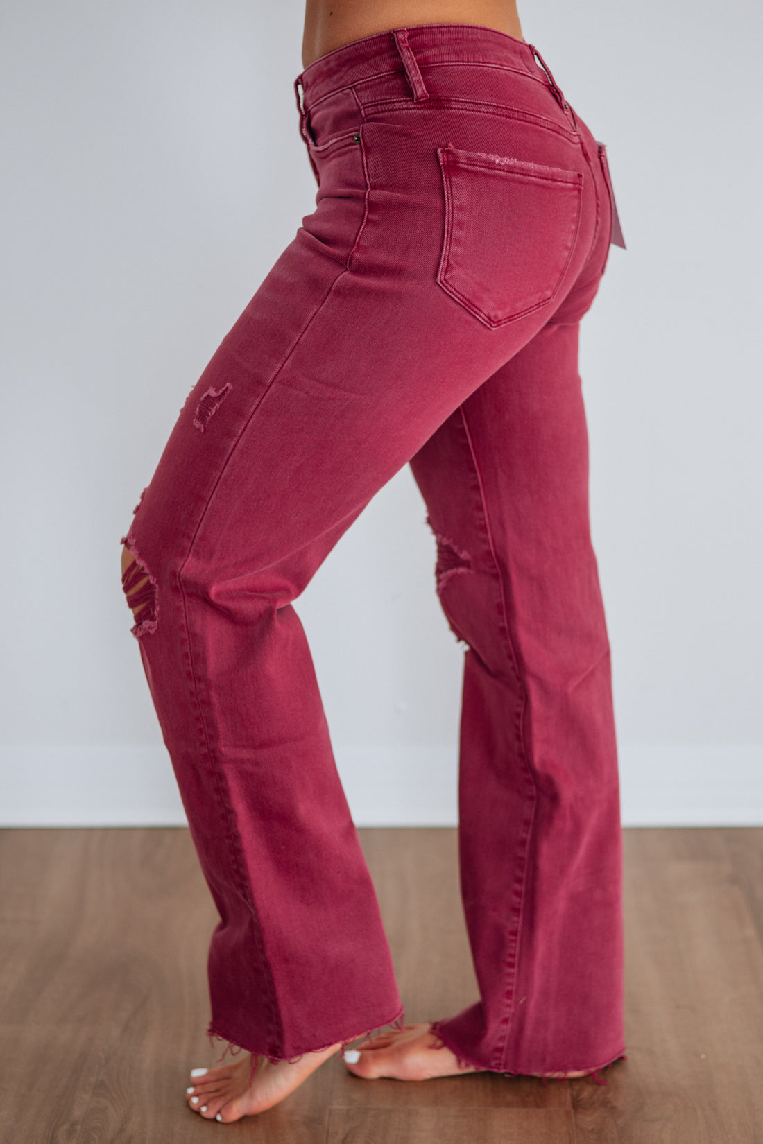 Sophie Mica High Rise Jeans for Women Burgundy