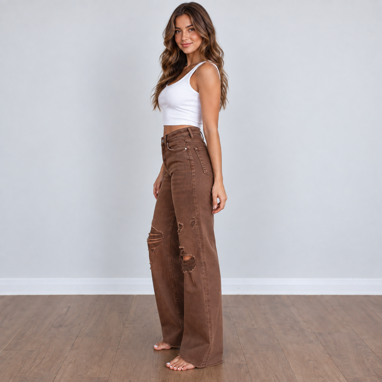 Sophie Mica Copper High Rise Denim Jeans
