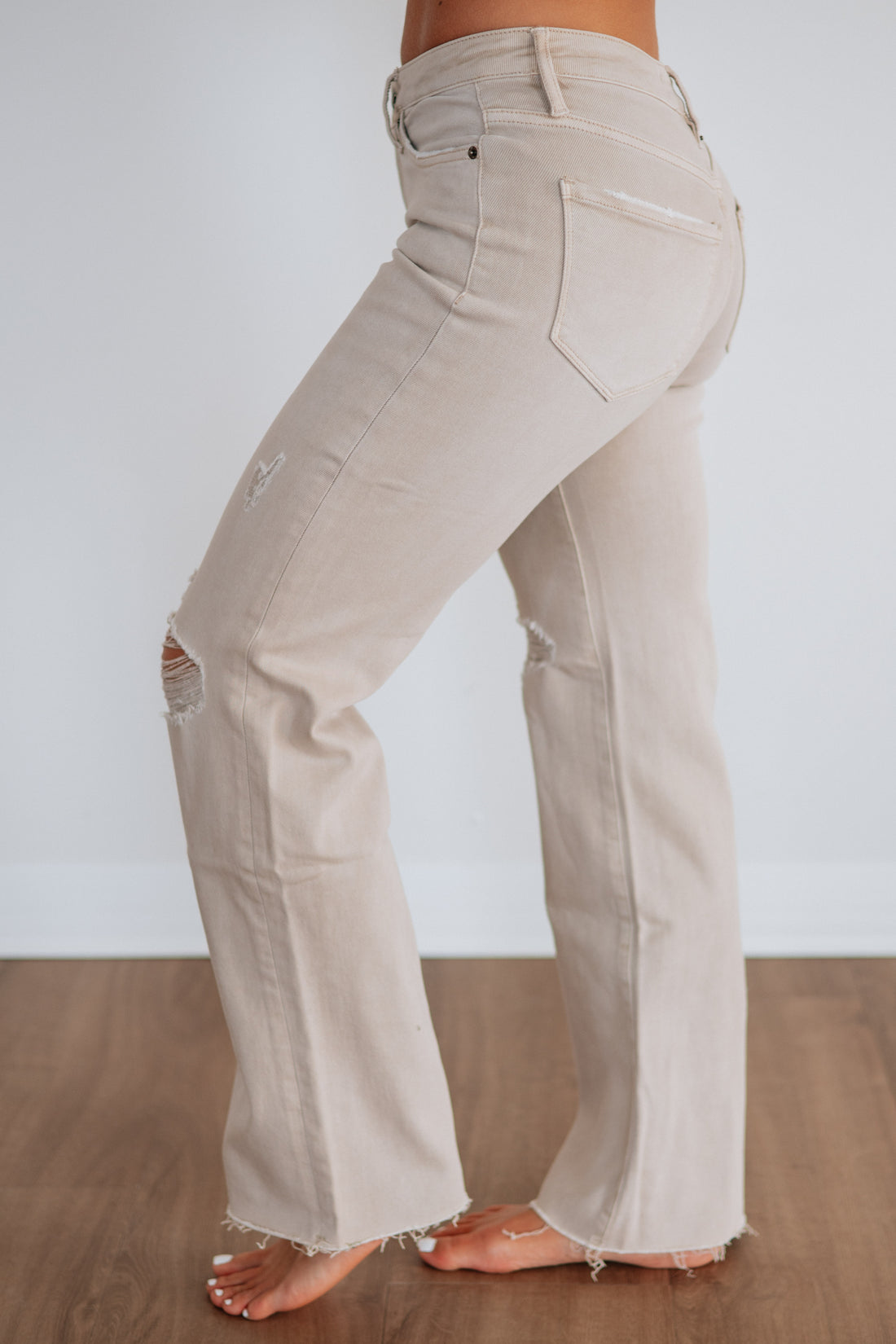 Women’s high rise taupe denim jeans