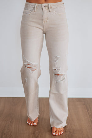 Sophie Mica High Rise Jeans - Taupe